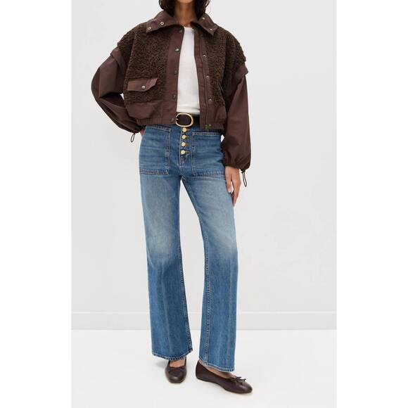 NEW ULLA JOHNSON aidan teddy fleece jacket in brown - Picture 4 of 6